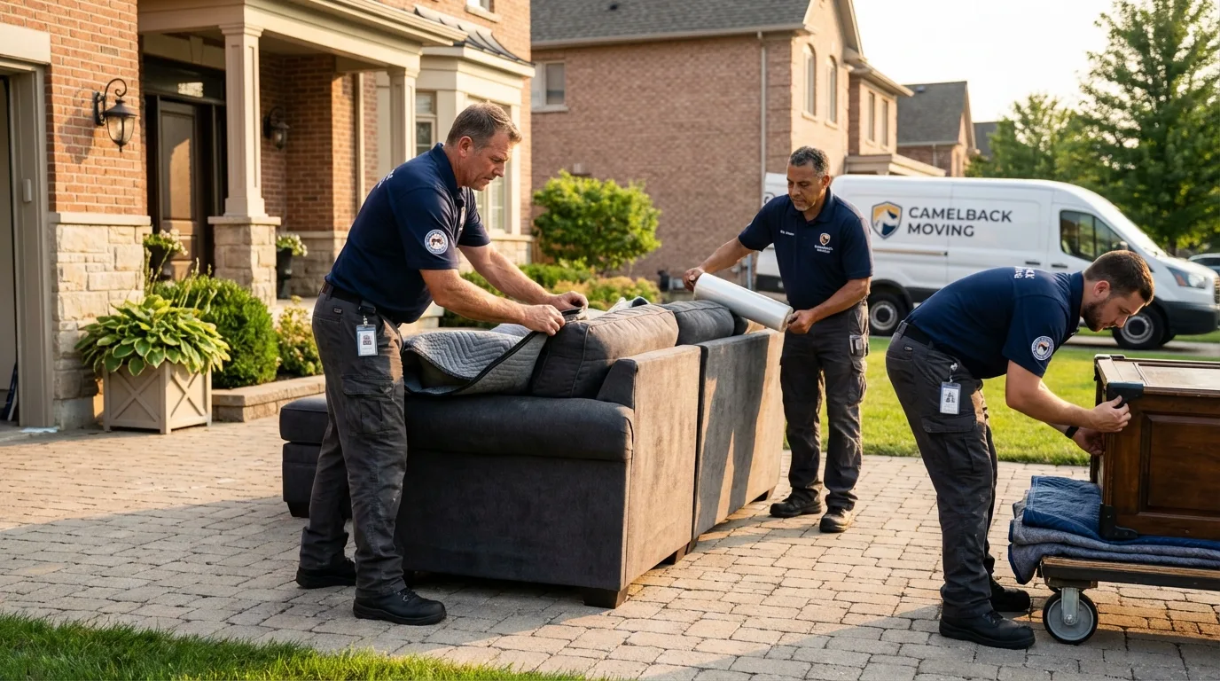 Large estate moving crew wrapping furniture in Garwood, NJ