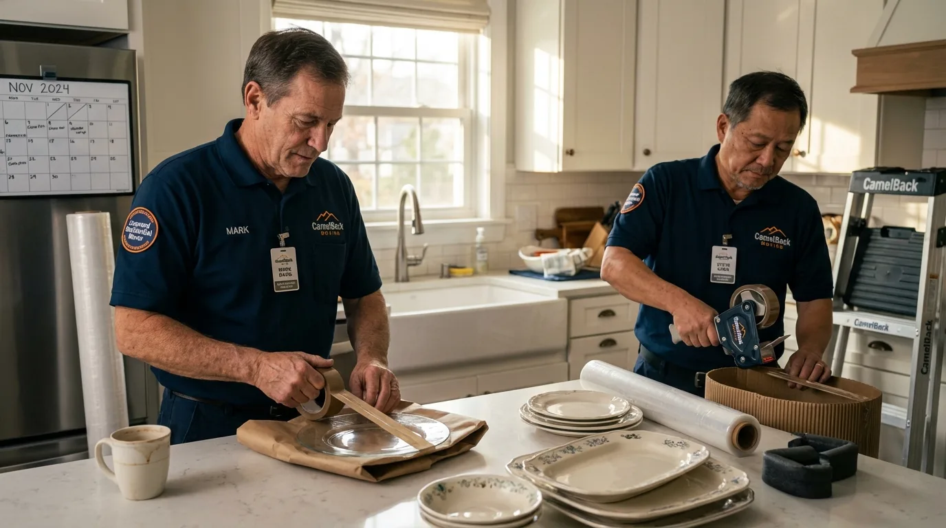 Professional crew packing kitchen dishware in Garwood, NJ